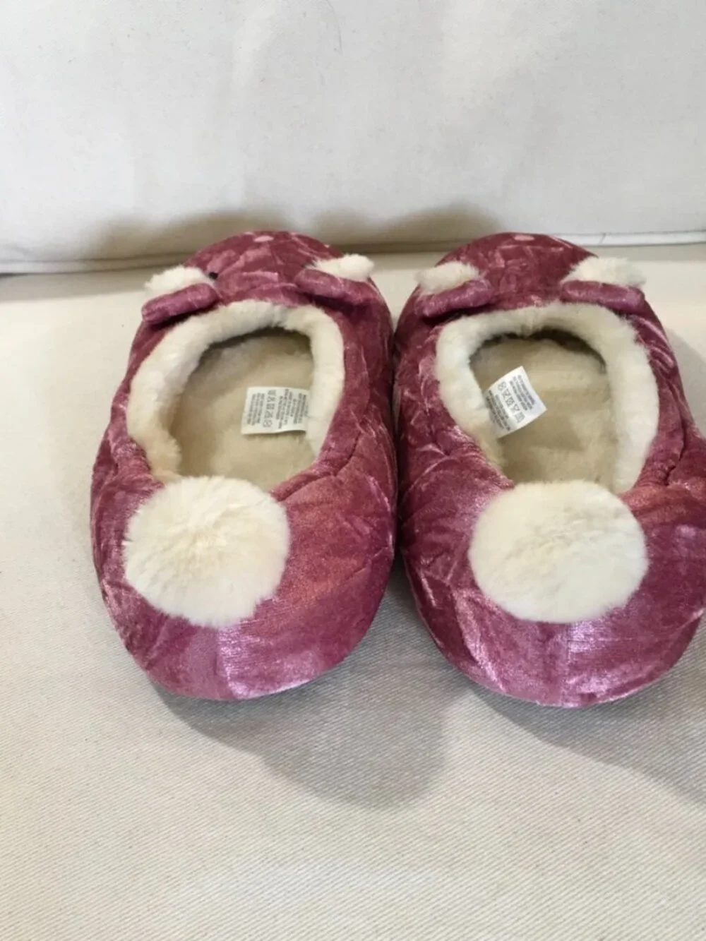 Mini Boden Pink Velvet Bunny Slippers NWOT